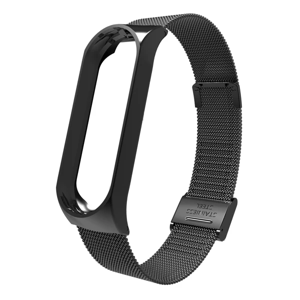 Черный Ремешок для Mi Band 4 3 металлический ремешок из нержавеющей стали для Mi Band 4 3 ремешок совместимый браслет для Miband 4 3 браслеты Pulseira - Цвет: Черный