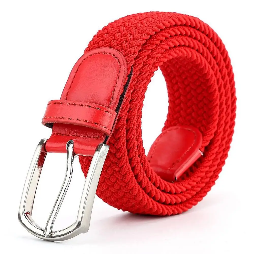 2022  Men's canvas belt woven elastic stretch bel  braided Knitted Elastic Stretch Belts