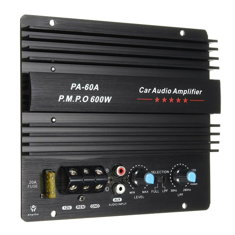 PA-60A усилитель черный 12 В 600 Вт Плата усилителя моно автомобильный мощности Яркий
