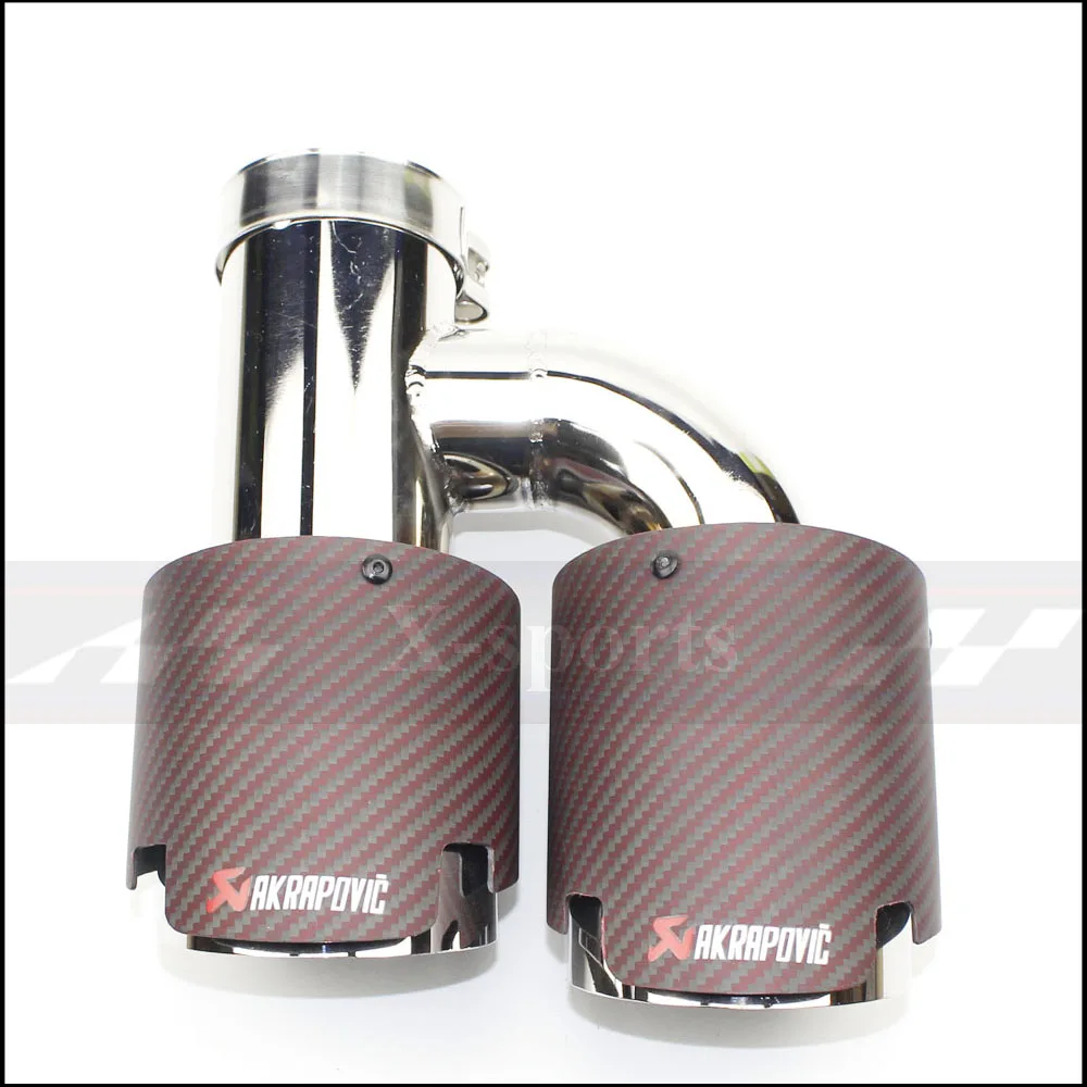 Akrapovic красный матовый карбоновый глушитель для автомобиля наконечник выхлопной трубы Универсальный h-образный 4 слота нержавеющая сталь серебро