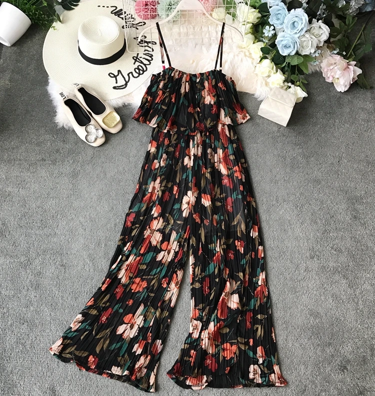 Новинка 2019 Женский Облегающий комбинезон в стиле бохо с модным принтом