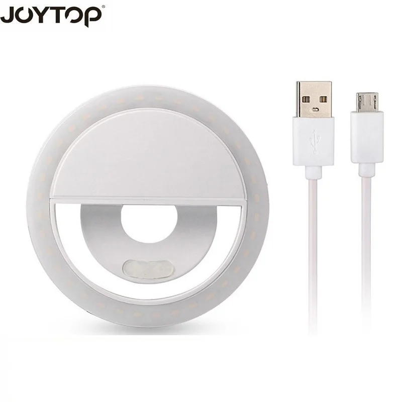 JOYTOP Новые приходят usb зарядка selfie портативный светодиодной вспышкой камеры телефона фотографии световое кольцо повышения фотографии для iphone смартфон перезаряжаемый вспышка usb