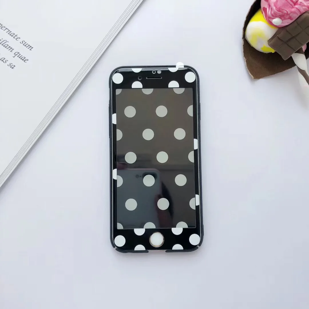 Модная Черная защитная пленка Rlenda в горошек закаленное стекло для iPhone 6 6S 8 7 Plus 3D