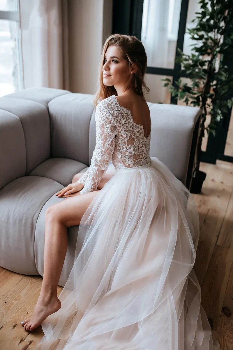 2019 богемное свадебное платье es Sexy V образный вырез с длинным рукавом кружевные