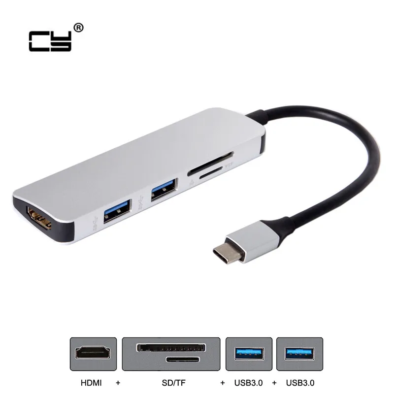 

Цифровой av-адаптер несколько USB 3,1 Type-C USB-C к HD-& двойной Порты 3,0 концентратор USB и SD устройство для считывания с tf-карт для ПК ноутбука Mac Book NS др...