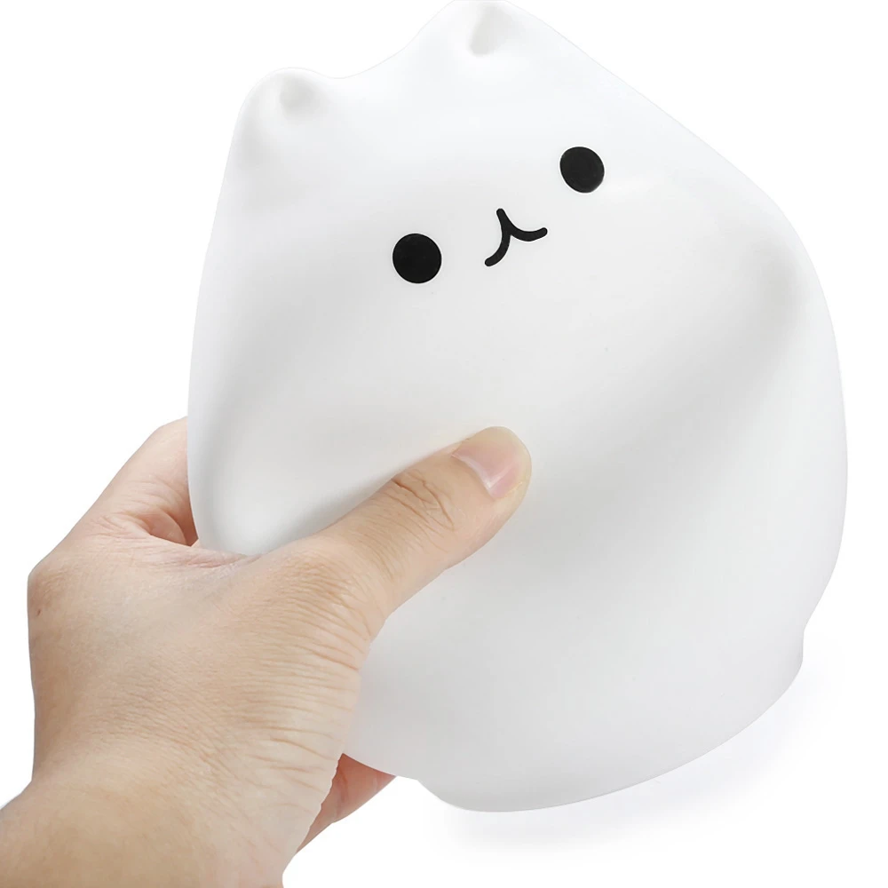 

Colorful Silicone Night Light Cat Rechargeable Touch Sensor Led Desk Lamp Baby Bedroom Reduce PressureTable Lamp Christmas Gift