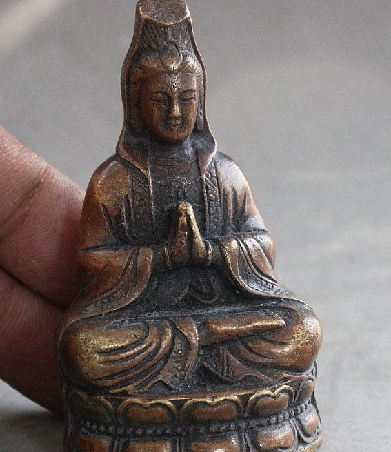 Китайская Бронзовая статуя Будды Kwan-yin Guan Yin Boddhisattva 001 32% | Дом и сад