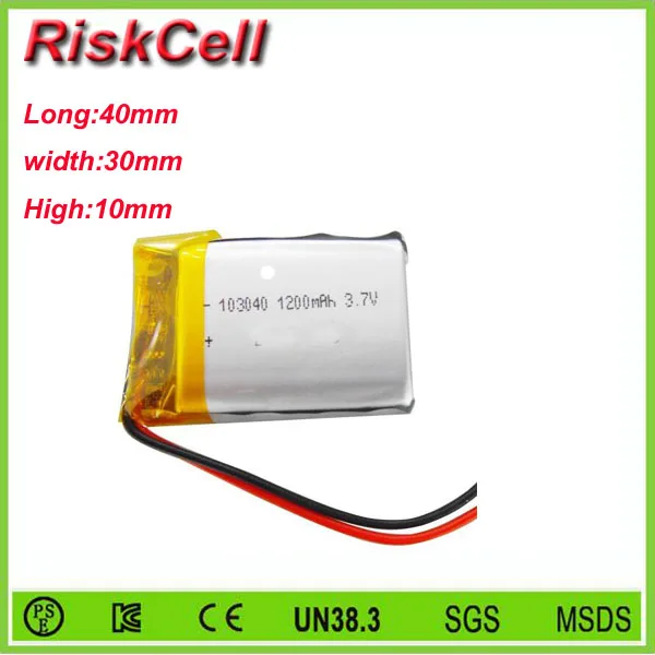 Бесплатная доставка 100 шт./лот 103040 3 7 в 1200 мач литий-полимерный аккумулятор