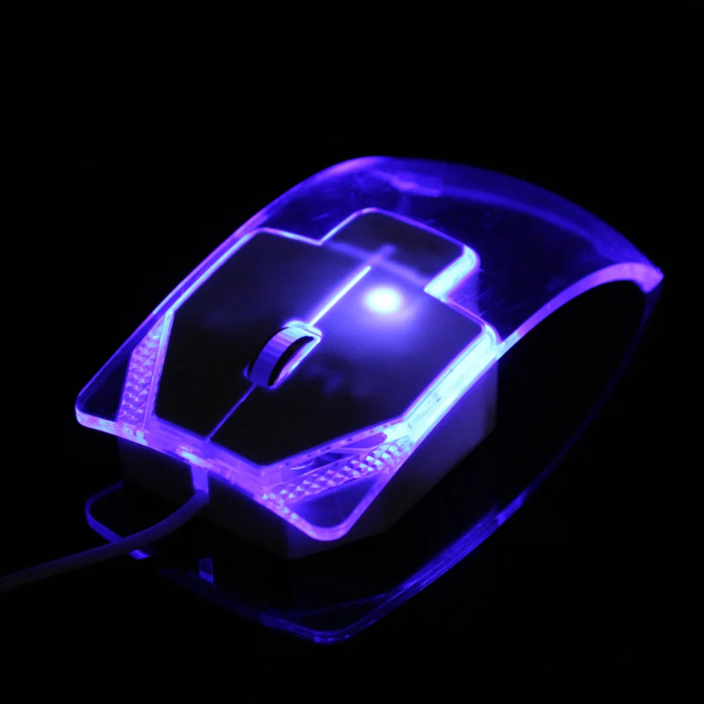 

Creative Clear Computer Mouse 1000DPI Optical LED Blue Light Transparent Wired USB Mouse Mice for PC Laptop Desktop