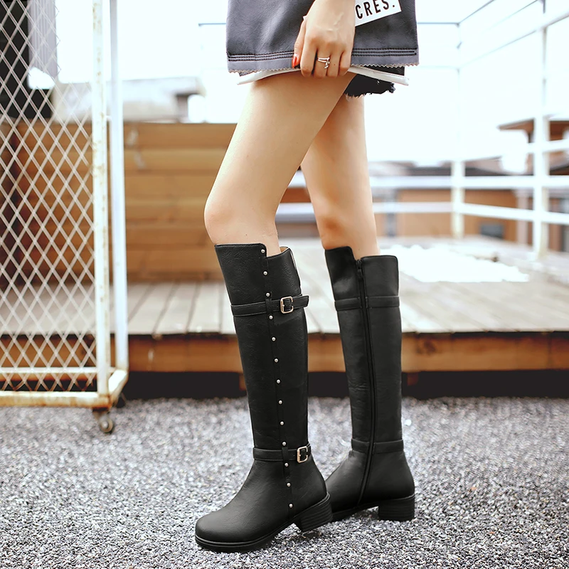 2018 Новое поступление модные женские сапоги на среднем квадратном каблуке с