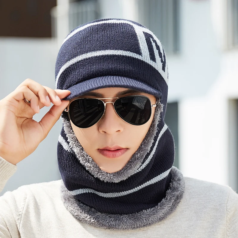 Зимние шапки Skullies Beanies шапка для мужчин и женщин шерстяной вязаный теплый плюшевый шарф шапки Балаклава маска Gorras Bonnet вязаная Лыжная шапка для снежной погоды