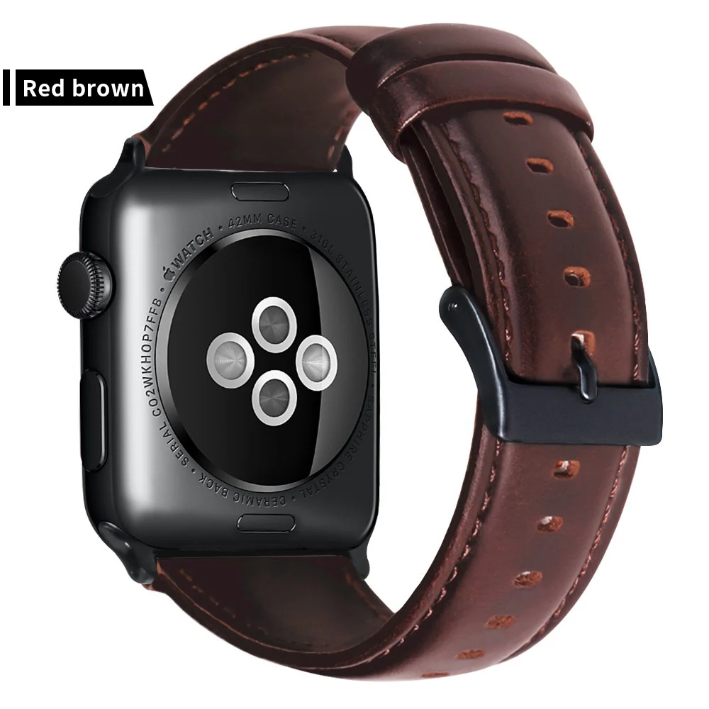 Роскошный браслет из натуральной кожи с масляным воском для Apple Watch Band 42/38/44/40 мм браслеты для часов серии 5 4 3 2