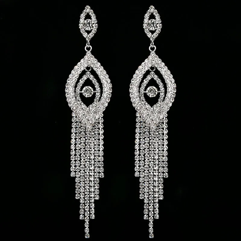 Полная Длинная кисточка из горного хрусталя SHEVALUES серьги с кристаллами в форме