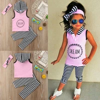 toddler kids baby girl 1t 6t hoodie top pants striped leggings headband outfit clothes