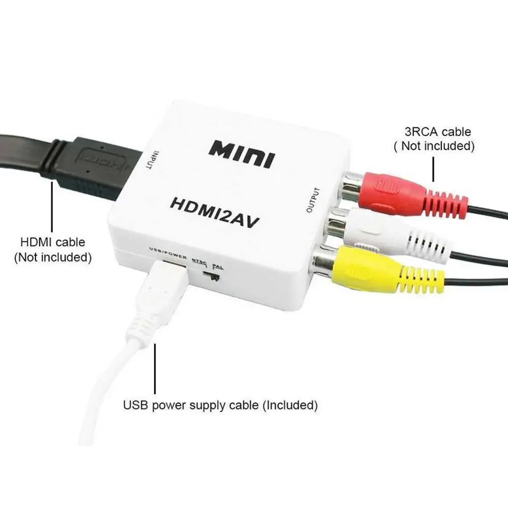 1080P HDMI Mini VGA к RCA AV композитный адаптер конвертер с 3,5 мм аудио VGA2AV/CVBS+ аудио к ПК HDTV конвертер