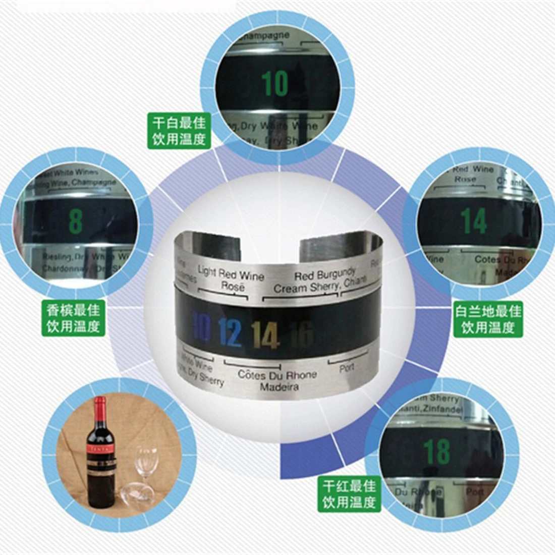 Датчик температуры красного вина для пива homebrewing Нержавеющая Сталь Вино браслет