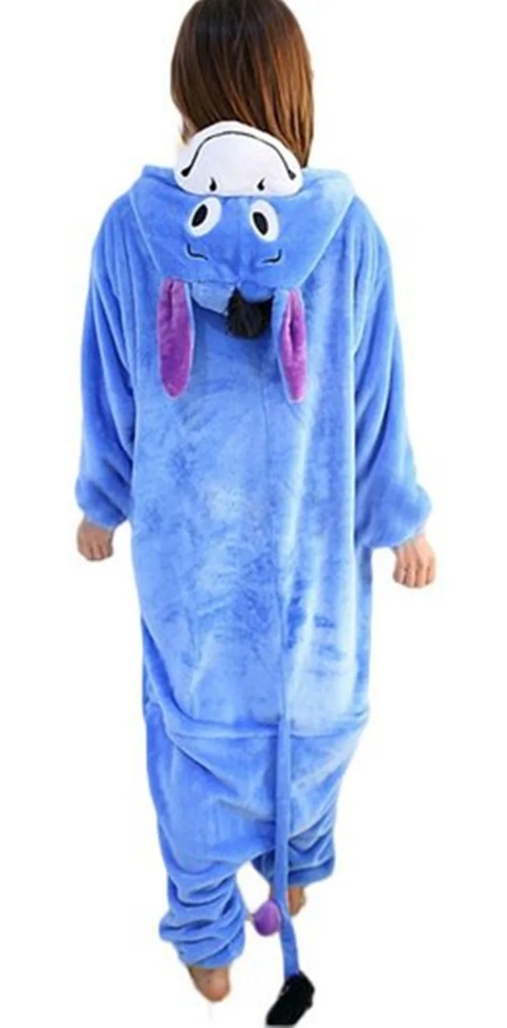 Eeyore Ослик один предмет пижама костюмы для взрослых фланелевые Мультяшные