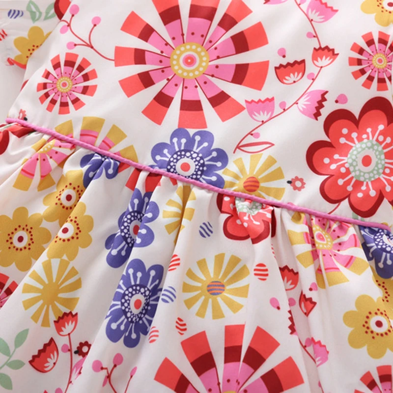 Летнее платье для девочек с цветочным принтом ТРАПЕЦИЕВИДНОЕ ПЛАТЬЕ круглым