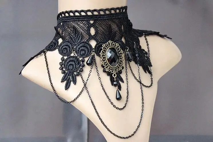 Ожерелье чокер из черного кружева в готическом стиле|fashion jewelry|jewelry fashionlace choker |