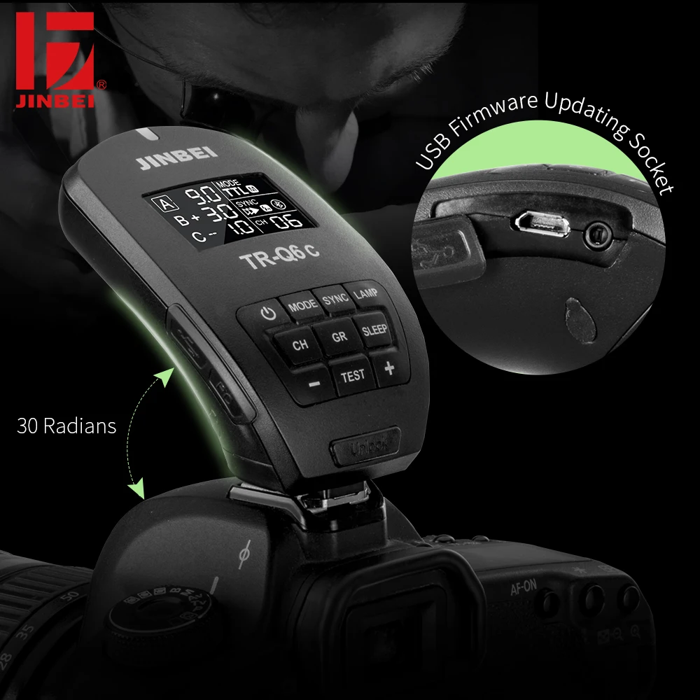 JINBEI TR-Q6 HSS 1/8000s триггер для Canon 2,4G беспроводной Радио Студия Вспышка ttl передатчик фото освещение пульт дистанционного управления