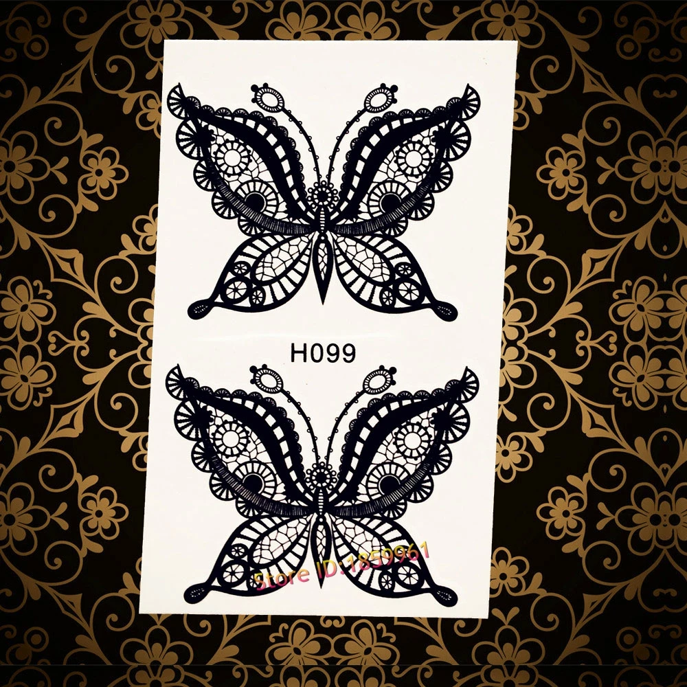 Водонепроницаемый Временные татуировки Наклейки c Книги по искусству Ун черная