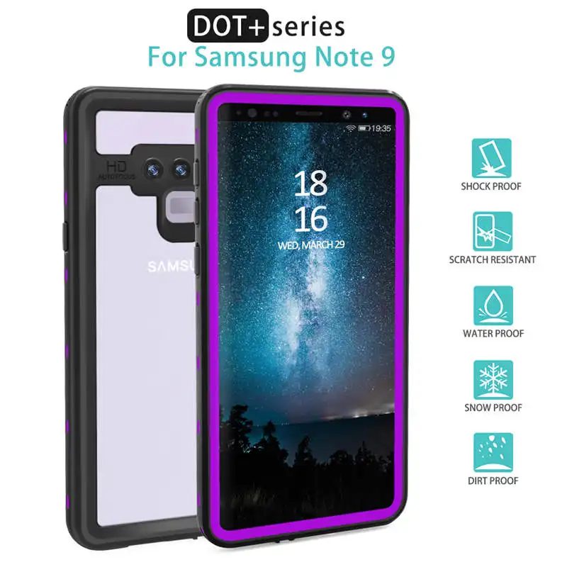 Для samsung Galaxy S9/S9 плюс IP68 Водонепроницаемый чехол для Galaxy Note 8 9 для погружения под воду на полный защитный чехол из ПК+ ТПУ противоударный чехол