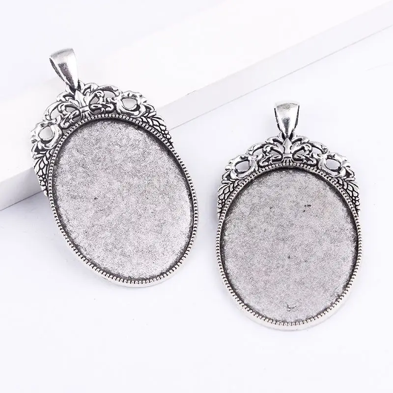 1 шт./лот серебряная филигранная камео кабошон основа подвеска Tray35.5 * 56 мм