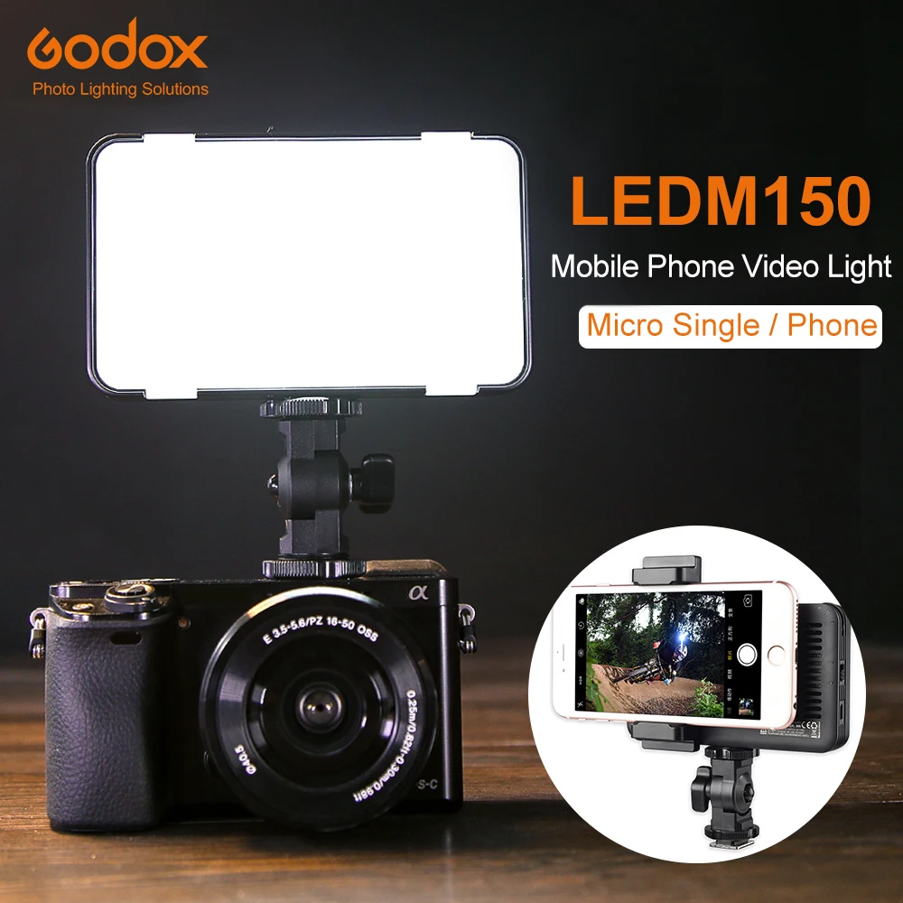 Godox LEDM150 5600K мобильный телефон светодиодный видео свет яркая панель со встроенной