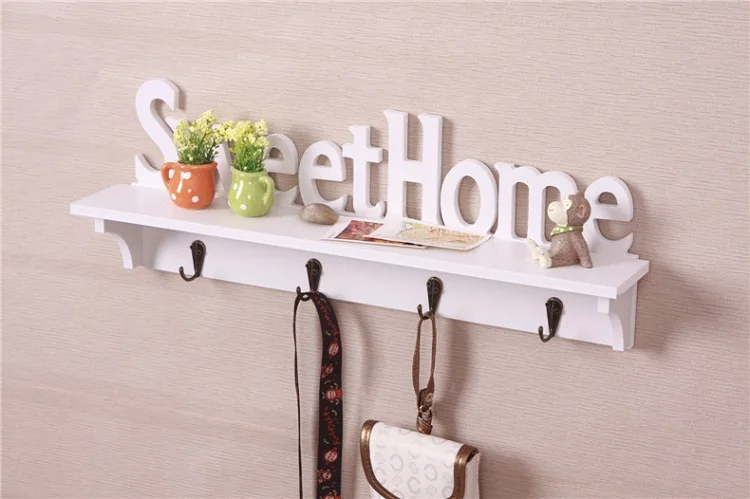 Sweethome деревянные настенные полки с буквами, держатели для хранения ключей и стойки для кухни, дома, детской комнаты, спальни, настенные украшения с 4 крючками