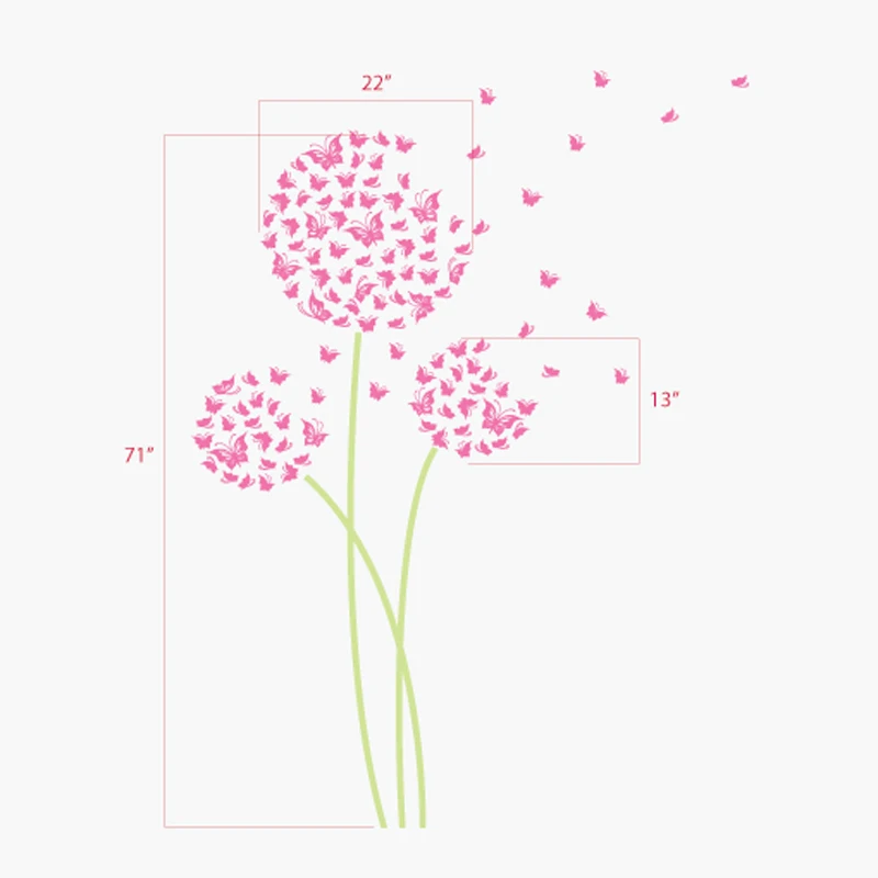 Бабочки Одуванчик наклейки на стену доступны в 3 узорах детские настенные