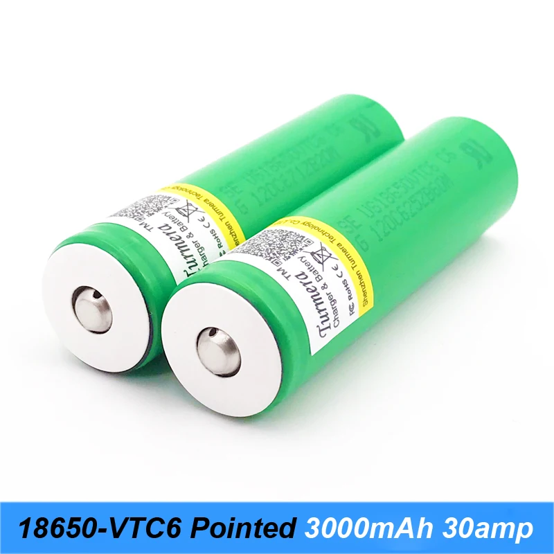 100% оригинал 3 6 V US18650 батарея VTC6 с заостренным (без PCB) для 18650 3000mAh 30A блок питания