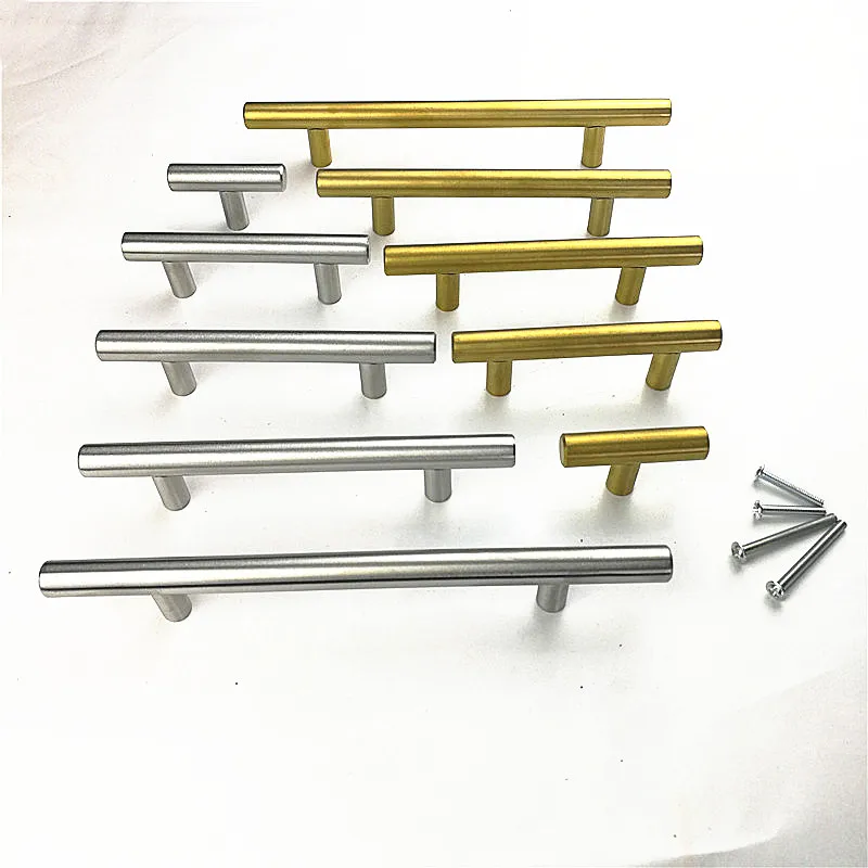 Матовая золотая ручка из нержавеющей стали Т образная для кухонного шкафа 2 24