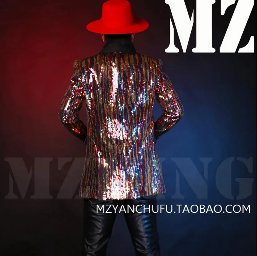 Мужская одежда большого размера Бесплатная доставка синие и красные блестки