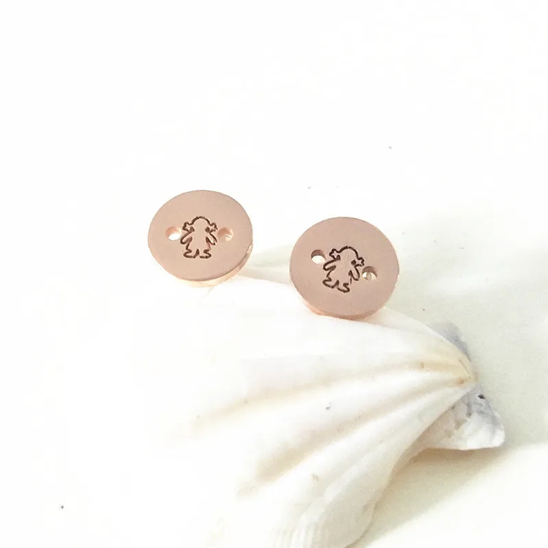 Модные круглые серьги-гвоздики из нержавеющей стали цвета розового золота в