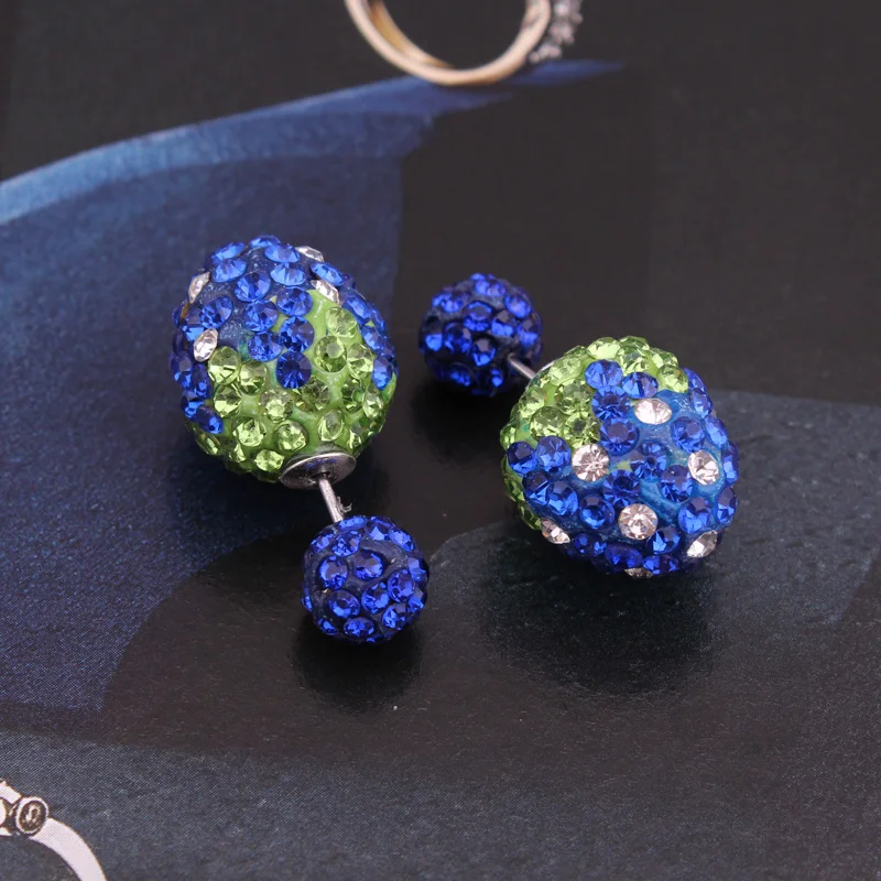 Женские серьги Шамбала с бусинами блестящие разноцветными кристаллами клубники