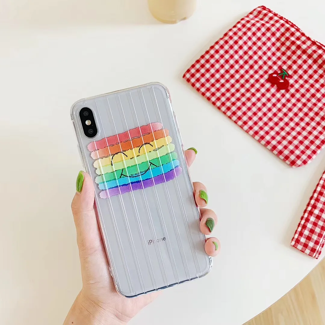 INS Корея Радуга облако смайлик телефон чехол для iPhone Xs MAX XR X 6 6s 7 8 plus чемодан дизайн