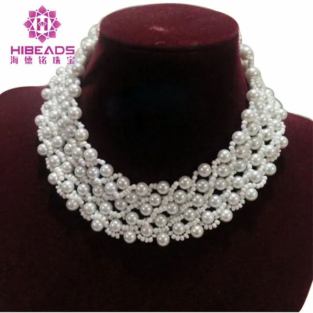 Handmade Chunky Beads Party Necklace Shell Freshwater Pearls Choker Wedding Women Jewelry QW1175 | Украшения и аксессуары