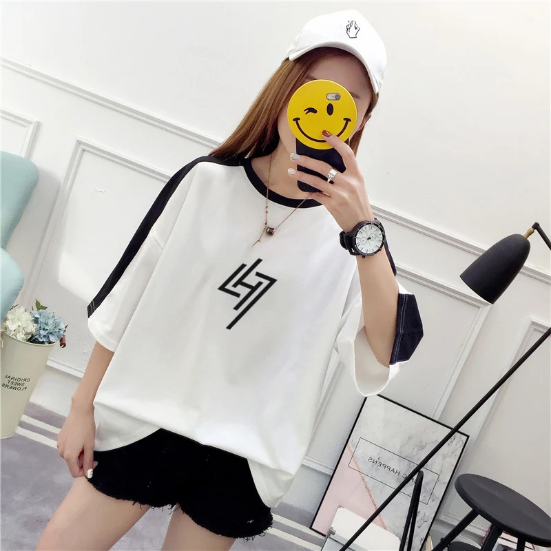 white 5 Ulzzang рубашка Харадзюку каваи Женская хлопчатобумажная рубашка Топ тройники Лето размера плюс Kpop EXO Kpop футболка женская уличная рубашка - Цвет: white 5