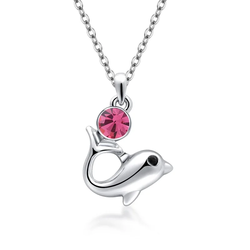 TengMaxi Shine Rhinestone Dolphin Princess Necklaces &amp Pendants Fashion Choker wholesale All-match Exquisite Jewelry Necklace | Украшения