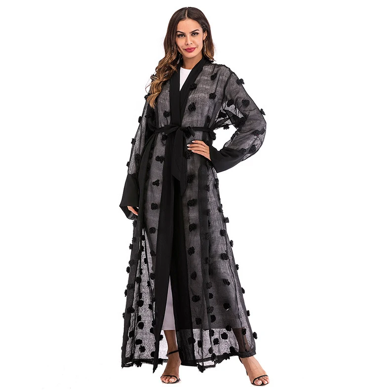PrettyRunni взрослых цветок лоскутное кардиган исламская костюмы Мода Дубай абаи