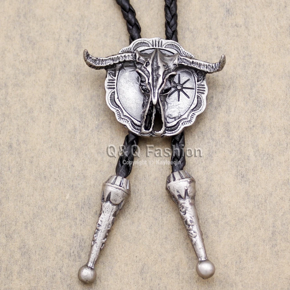 Новое поступление модный топ с галстуком-бабочкой и черепом из яловой кожи в