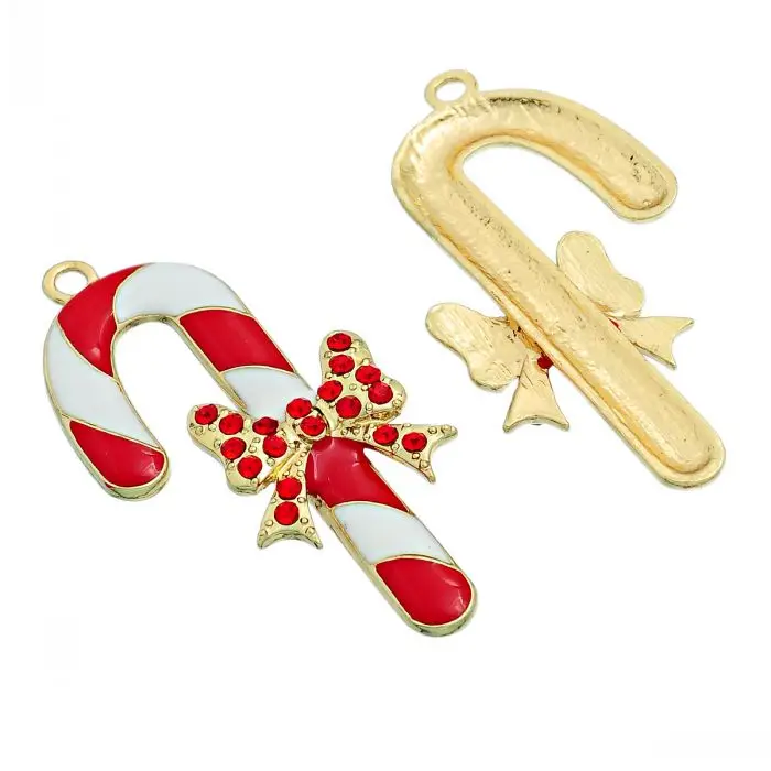Doreenbeads амулет кулоны рождественские конфеты трость бант золотого цвета узор