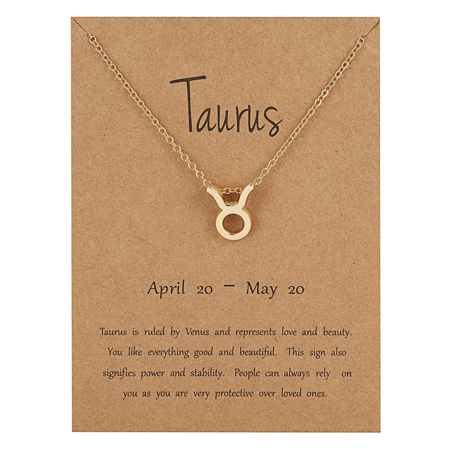 gold Taurus Rinhoo 12 Constellation Necklace Zodiac Sign necklace with Card Pendant Necklace charm Message Card Birthday Gift for Women Girl - Окраска металла: gold Taurus