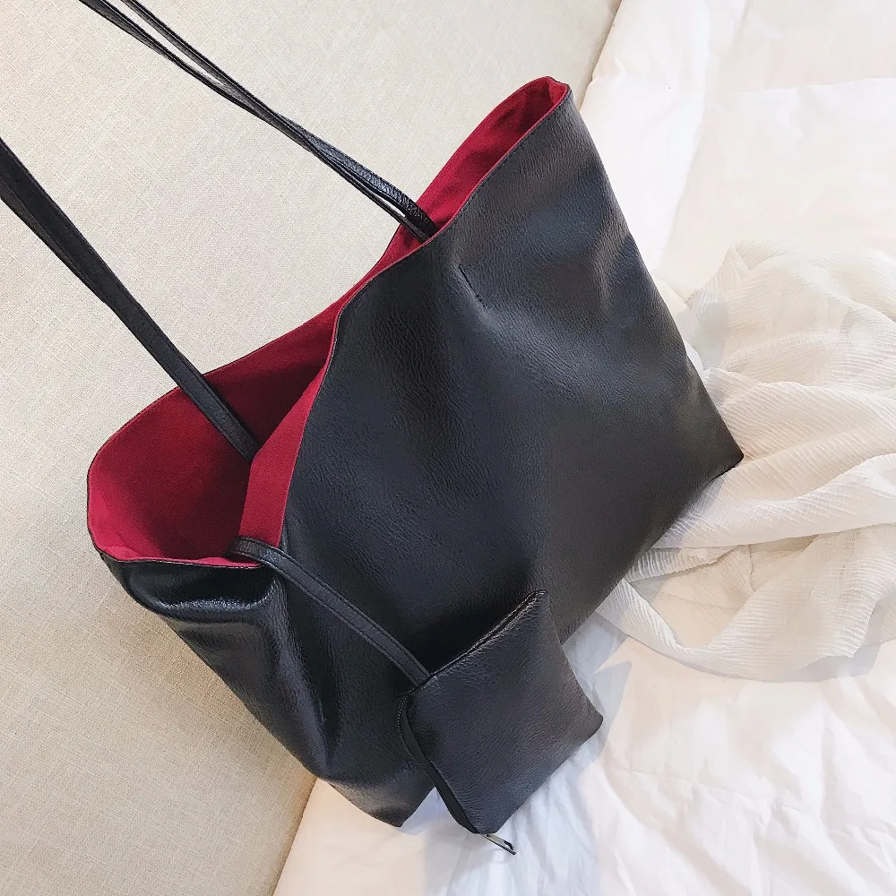 Черная Женская Сумка тоут Bolso Grande Повседневная Дамская сумка из мягкой