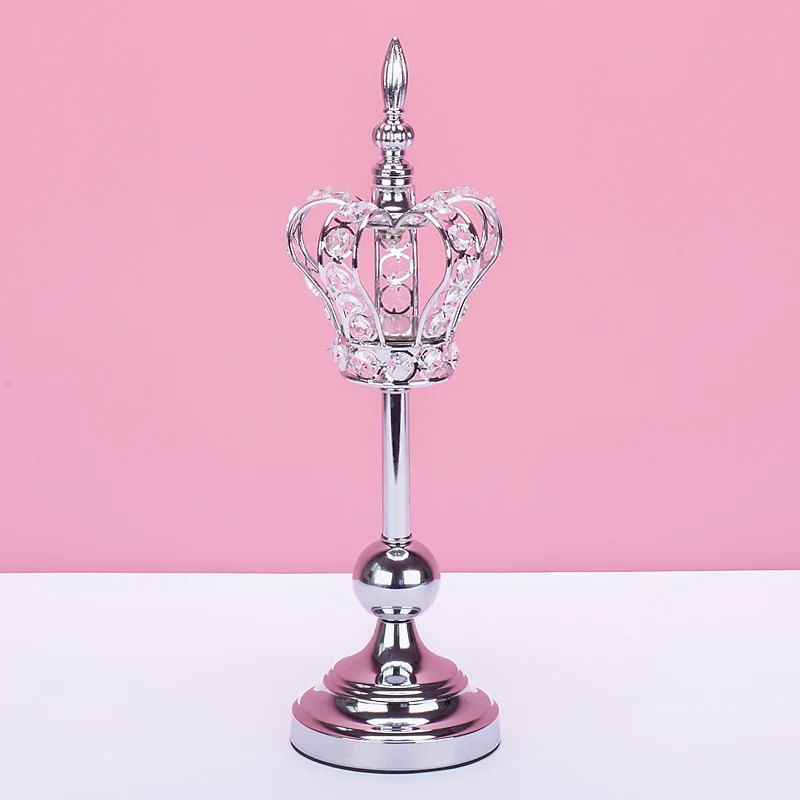 Silver 40 CM height Хрустальные подсвечники в форме золотой короны, модные свадебные изысканные подсвечники, вечерние подсвечники для украшения дома - Цвет: Silver 40 CM height