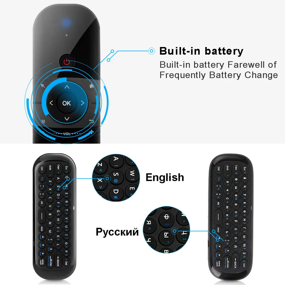 vontar air mouse rechargeable english 2 4ghz wireless keyboard remote control for windows android tv box pc gamer free global shipping