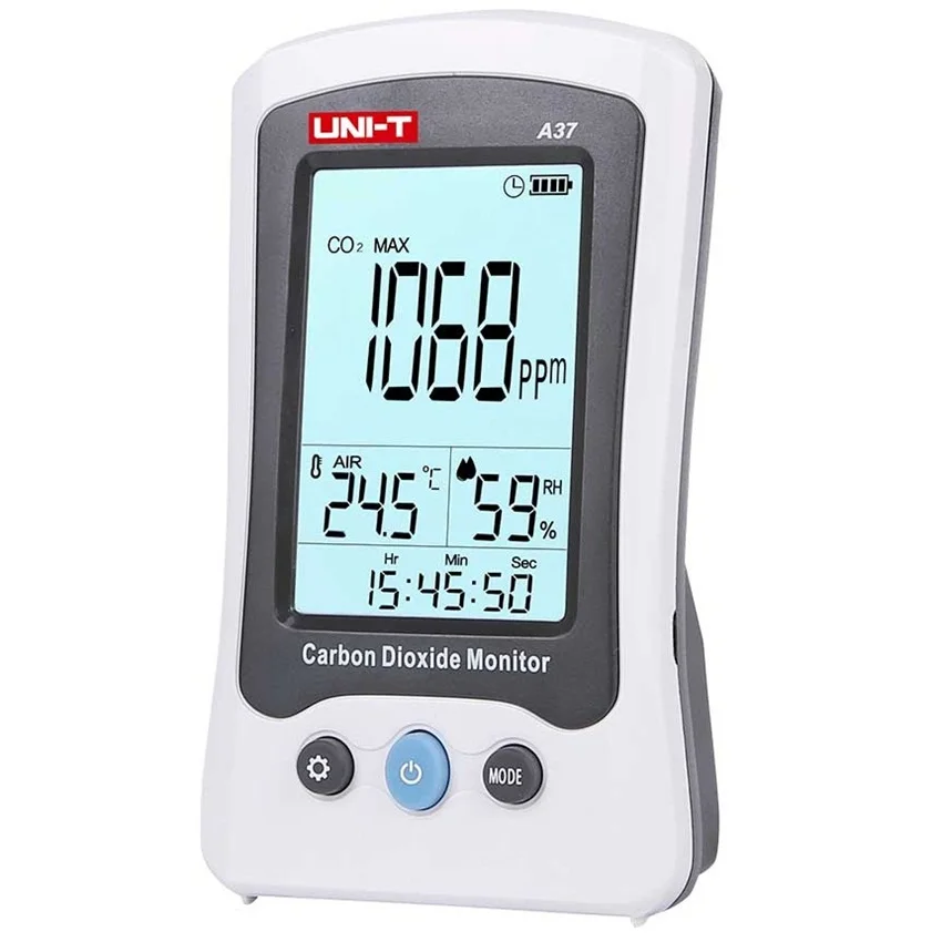 

UNI-T A37 CO2 Detection Digital Carbon Dioxide Detector Laser Air Quality Monitoring Tester 400PPM~5000PPM For House/Room