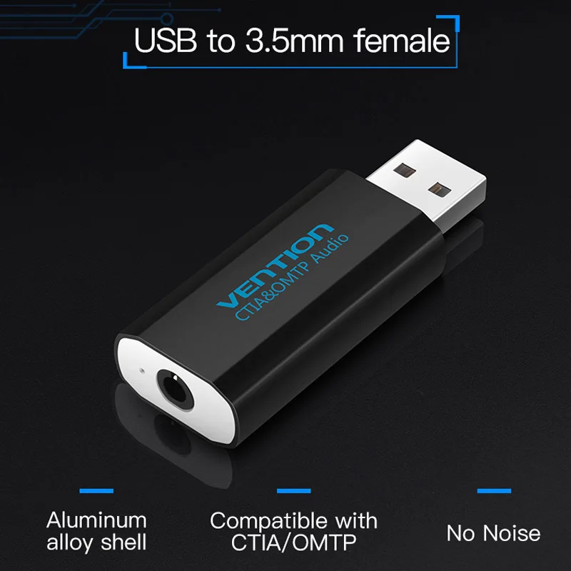 Внешняя звуковая карта Vention с USB на разъем AUX 3 5 мм адаптер для наушников