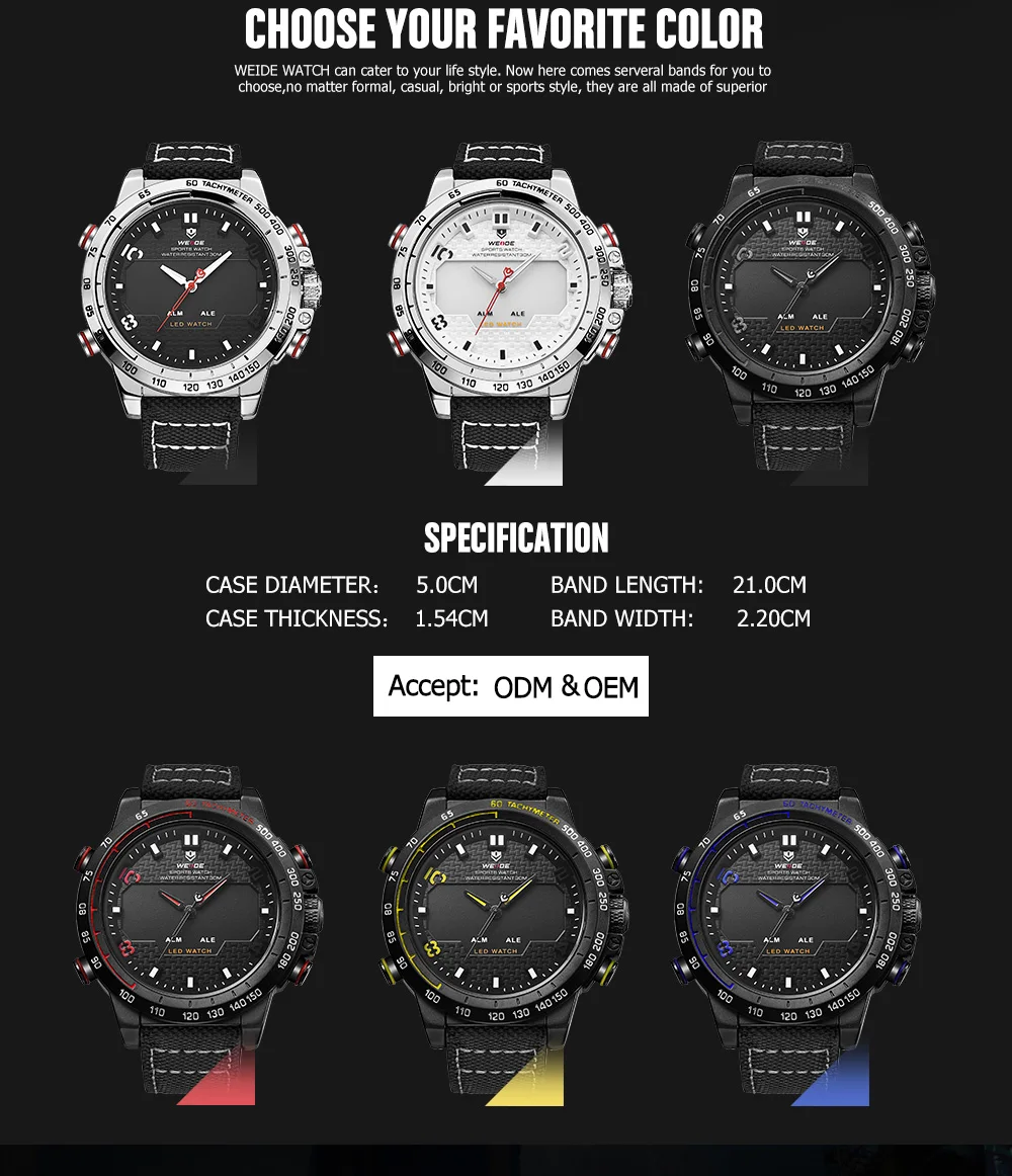 WEIDE часы из настоящего нейлона, мужские часы, брендовые Роскошные спортивные водонепроницаемые часы, цифровые кварцевые автоматические Аналоговые часы с будильником