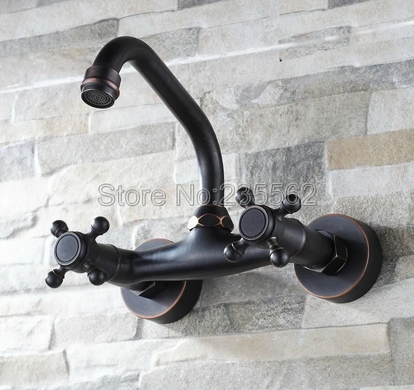Классический черный латунный поворотный смеситель для кухонной раковины